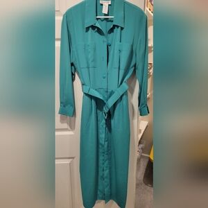 Talbots Teal lined shirt dress